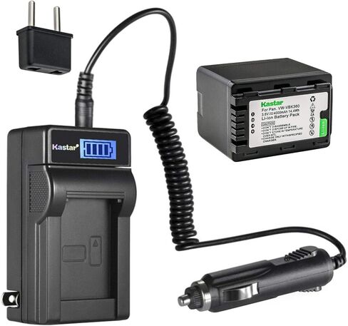 بطارية Kastar VW-VBK360 وشاحن تيار متردد LCD متوافق مع باناسونيك HDC-TM80S، HDC-TM80R، HDC-TM85، HDC-TM90، HDC-TM90GK، HDC-TM90GK-3D، HDC-TM90K، HDC-TM90P، HDC-TM90PC، HDC-TM99، SDR-H100 in Kuwait