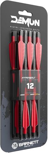 Barnett Demun Hyperbolt 3F - 12 قطعة من مسامير القوس والنشاب الصغيرة، 7 بوصة مع نقاط هدف ملولبة، 3 مسامير مفلطحة لـ Accu Strike وAccu Strike Pro - الدقة والأداء في كل طلقة in Saudi Arabia