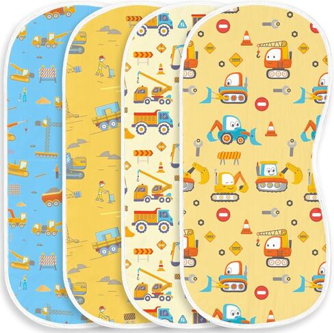 4 Pack Baby Burp Cloths for Boys Girls, Soft Cotton, Highland Cow Floral Theme Design, Super Absorbent Baby Burping Cloths for Newborns, Machine Washable and Reusable Baby Spit-Up Cloths in Saudi Arabia
