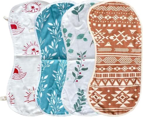 4-Pack Organic Burp Cloths Baby Boy & Girl - Soft & Plush Newborn Spit Up Rags, Infant Towels for Milk Spit Up Super Absorbent Cotton Burping Cloths for Babies, Unisex, Large 10" x 10" (Multicolor) in Saudi Arabia