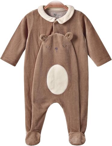 Baby Soft Cotton Blend Velvet Footed Jumpsuit, Warm Winter Footie Clothes for Newborn to 12 Months Baby Boy & Girl in Kuwait