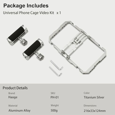 Haoge Universal Phone Cage Video Rig Kit، لـ iPhone 15/16/17 Pro Max مثبت الهاتف الذكي بمقبض مزدوج، جهاز تسجيل فيديو محمول لصناعة الأفلام لهاتف Samsung ومصوري الفيديو الآخرين in Kuwait