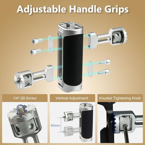 Haoge Universal Phone Cage Video Rig Kit، لـ iPhone 15/16/17 Pro Max مثبت الهاتف الذكي بمقبض مزدوج، جهاز تسجيل فيديو محمول لصناعة الأفلام لهاتف Samsung ومصوري الفيديو الآخرين in Kuwait