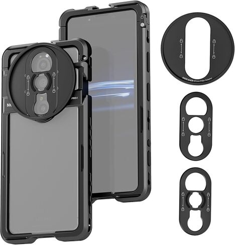 NEEWER Xperia PRO-I Cage، حامل مثبت للهاتف سريع الإصدار لكاميرا الفيديو لتسجيل التصوير، محول مرشح 67 مم، لوحة خلفية للعدسة 17 مم، لوحة خلفية على شكل حرف T متوافقة مع Moment Sony، PA086 in Kuwait