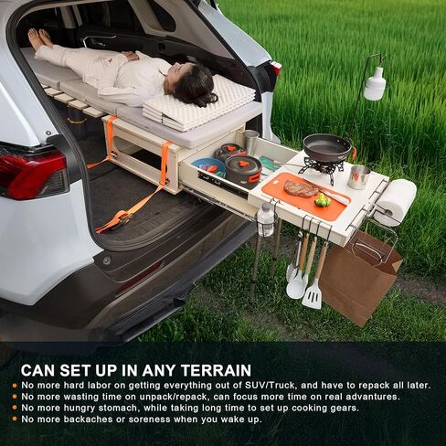 SUV Sleeping Bed Platform, Slide Out Trunk Overland Kitchen, 30s Quick Setup in Kuwait