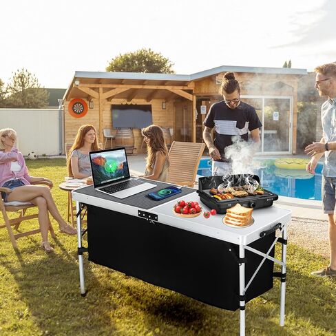 Nice C Camping Table, Storage Camping Table with Solar Panels, Storage Kitchen Tables, Folding Tables, 45W Output, w/USB, Type-C & DC Charging Cable, For Outdoor, Beach, BBQ, Picnic, Cooking, Festival in Saudi Arabia