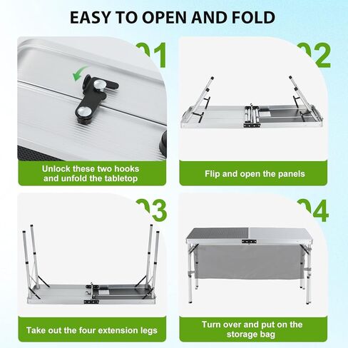 Nice C Camping Table, Storage Camping Table with Solar Panels, Storage Kitchen Tables, Folding Tables, 45W Output, w/USB, Type-C & DC Charging Cable, For Outdoor, Beach, BBQ, Picnic, Cooking, Festival in Saudi Arabia