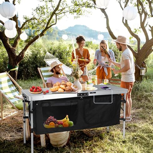 Nice C Camping Table, Storage Camping Table with Solar Panels, Storage Kitchen Tables, Folding Tables, 45W Output, w/USB, Type-C & DC Charging Cable, For Outdoor, Beach, BBQ, Picnic, Cooking, Festival in Saudi Arabia