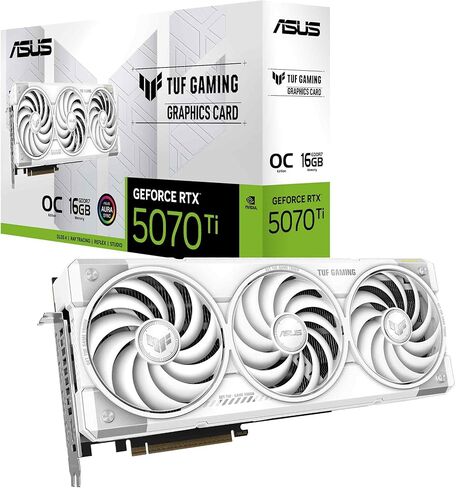 ASUS TUF Gaming GeForce RTX 5070 Ti 16GB GDDR7 White OC Edition Gaming Graphics Card (PCIe 5.0, HDMI/DP 2.1, 3.125 slot, military grade components, protective PCB coating, axial tech fans) in Saudi Arabia