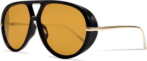 Retro Gold Aviator Sunglasses for Women Men, 2026 Metal Oversized 70s Aviators Black Sun Glasses in Saudi Arabia