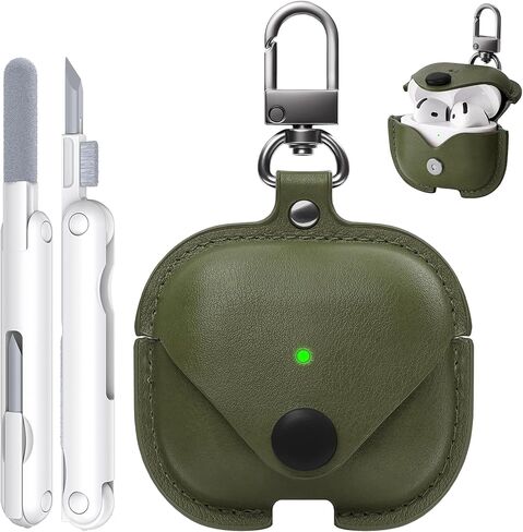 علبة جلدية لـ AirPods 4 ، TNSNK لـ AirPods 4 Case Cover مع Keychain & Cleaner Kit ، Leather Wireless Charging Coveping Sephone Cover for Apple Airpods 4th Generation 2024 (Brown) in Kuwait