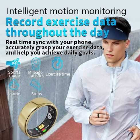 Smart Ring for Women Men Fitness Ring with Charging Dock,Efficient Chip Fitness Tracker, Monitors Heart, Blood Oxygen & Pressure, Sleep, Steps, Waterproof for iPhone and Android (Black, 14#(23.4mm)) in Saudi Arabia