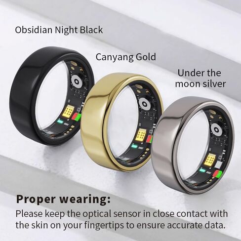 Smart Ring for Women Men Fitness Ring with Charging Dock,Efficient Chip Fitness Tracker, Monitors Heart, Blood Oxygen & Pressure, Sleep, Steps, Waterproof for iPhone and Android (Black, 14#(23.4mm)) in Saudi Arabia