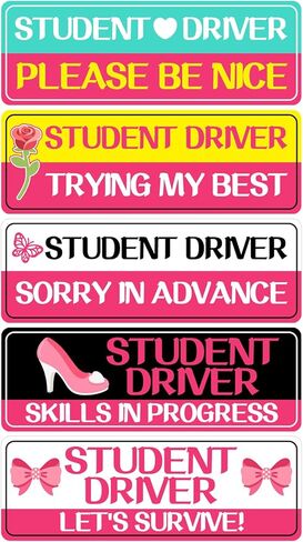 5Pcs New Car Magnets for Novice Drivers, Student Driver Magnet for Car Funny Safety Attention Sign for Car, Good Magnetism Assisted Driving Equipment for Beginners in Kuwait