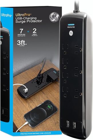 GE Surge Protector Power Strip with USB Ports, 3 Ft Extension Cord in Saudi Arabia