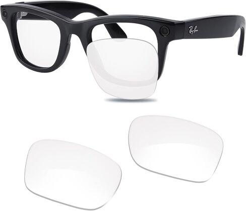 عدسات النظارات الشمسية البديلة بدقة 100% لـ Ray-Ban Meta Wayfarer RW4006 50 مم والجيل 2 RW4012 كبير (50-22) - شفافة فوتوكروميك غير مستقطبة، تحجب الأشعة فوق البنفسجية، مقاومة للخدش، ملاءمة مثالية in Kuwait