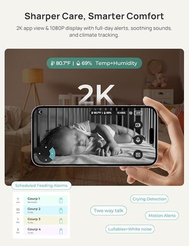 جهاز مراقبة الأطفال الذكي Dr.Care VistaView WiFi - شاشة مقسمة 5 بوصات 1080 بكسل وتحكم في تطبيقات الكاميرا 2K، تنبيهات البكاء والحركة، رؤية ليلية عالية الدقة، بطارية 5000 مللي أمبير في الساعة، التحدث في اتجاهين، متعدد المستخدمين، أمان ثلاثي، نطاق 1279 قدمً in Saudi Arabia