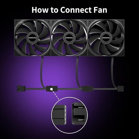 مروحة هيكل، 3 عبوات 120 مم 4 دبابيس PWM مروحة كمبيوتر هادئة، محمل هيدروليكي، سرعة قابلة للتعديل 600 دورة في الدقيقة - 1600 دورة في الدقيقة، أداء ممتاز لتبديد الحرارة، أسود، غير LED in Kuwait