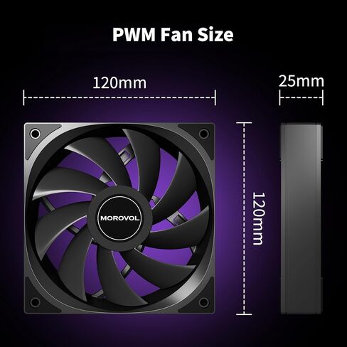 مروحة هيكل، 3 عبوات 120 مم 4 دبابيس PWM مروحة كمبيوتر هادئة، محمل هيدروليكي، سرعة قابلة للتعديل 600 دورة في الدقيقة - 1600 دورة في الدقيقة، أداء ممتاز لتبديد الحرارة، أسود، غير LED in Kuwait