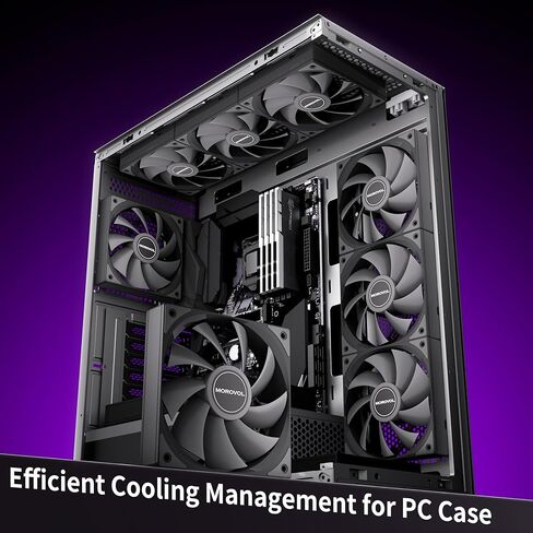 مروحة هيكل، 3 عبوات 120 مم 4 دبابيس PWM مروحة كمبيوتر هادئة، محمل هيدروليكي، سرعة قابلة للتعديل 600 دورة في الدقيقة - 1600 دورة في الدقيقة، أداء ممتاز لتبديد الحرارة، أسود، غير LED in Kuwait