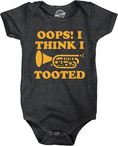 Crazy Dog T-Shirts Oops I Think I Tooted Baby Bodysuit Funny Sarcastic Trumpet Graphic Novelty Jumper for Infants in Saudi Arabia