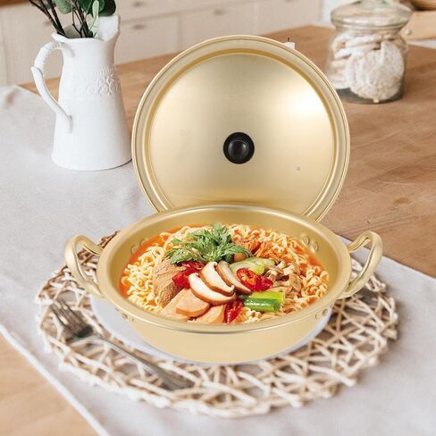 Korean Ramen Cooking Pot Lightweight Aluminum Instant Noodles Pot Lid Double Handle Design for Camping Hiking and Picnics Fast Heating Cookware in Kuwait