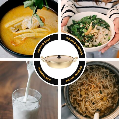 Korean Ramen Cooking Pot Lightweight Aluminum Instant Noodles Pot Lid Double Handle Design for Camping Hiking and Picnics Fast Heating Cookware in Kuwait