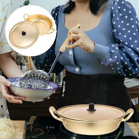 Korean Ramen Cooking Pot Lightweight Aluminum Instant Noodles Pot Lid Double Handle Design for Camping Hiking and Picnics Fast Heating Cookware in Kuwait