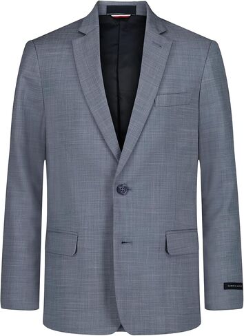 Tommy Hilfiger Boys Bi-Stretch Alexander Blazer, Single Breasted with Pocket Square, Solid Color with Flag Print Lining in Saudi Arabia