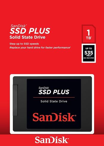 SanDisk SSD PLUS 1 تيرابايت SSD داخلي - SATA III 6 جيجابت/ثانية، 2.5 بوصة/7 مم، حتى 535 ميجابايت/ثانية - SDSSDA-1T00-G27 (متجدد) in Kuwait