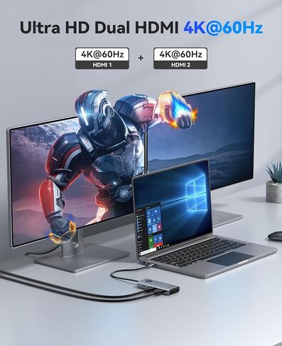 ORICO USB C Docking Station Dual Monitor, 8-in-1 USB C Hub with 2 HDMI 4K@60Hz Ports, 100W PD Charging, USB-A&C 3.0, SD/TF for Laptop MacBook Dell PW11-8PH in Saudi Arabia