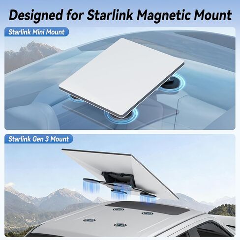 Starlink Gen 3 Mount Mobility, Magnetic with 440lbs Heavy Duty Magnet Suction Bases, 4PCS Starlink Mini/Gen 3 Magnetic Mount Plates, Adhesive Metal Plate Magnetic Pads for Satellite Magnetic Mount in Saudi Arabia