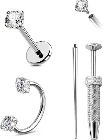 CM Crareesi Mania 20G Nose Rings Hoops 316L Stainless Steel Horseshoe Nose Ring Studs Internally Threaded Flat Back Lip Rings Helix Tragus Cartilage with Piercing Grabber Tool in Saudi Arabia