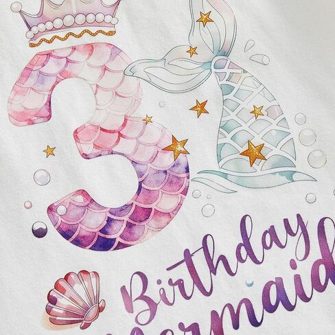 هونغاندا طفل رضيع فتاة عيد ميلاد حورية البحر الزي 2nd 3rd 4th تي شيرت علوي مع حورية البحر السراويل الصيف كعكة سحق الملابس مجموعة in Kuwait