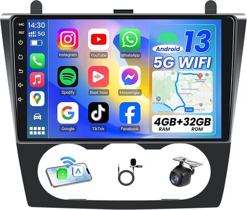 4Core 64G ROM Car Radio Stereo for Nissan Altima 2007-2012: Upgrade 5G-WIFI 9" 1280*800 Touch Screen Head Unit Wireless Carplay Android Auto Bluetooth GPS RDS FM Mirror Link Backup Camera (Manual AC) in Kuwait