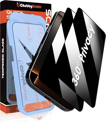 قطعتان من ChubbyShield Ultra لهاتف iPhone 15 Pro Max 360 واقي شاشة للخصوصية، واقي شاشة مضاد للتجسس زجاج الخصوصية مع صندوق تثبيت سهل للغاية، إزالة تلقائية للغبار وخالية من الفقاعات in Saudi Arabia