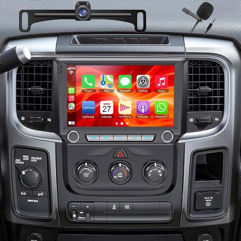 Android 15 Head Unit 8 core Car Stereo Radio for Dodge Ram Pickup 1500 2500 3500 2013 2014 2015 2016 2017 2018 with Wireless Carplay/Android auto/Touchscreen/GPS Navigation + License Camera in Saudi Arabia