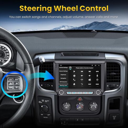 Android 15 Head Unit 8 core Car Stereo Radio for Dodge Ram Pickup 1500 2500 3500 2013 2014 2015 2016 2017 2018 with Wireless Carplay/Android auto/Touchscreen/GPS Navigation + License Camera in Saudi Arabia