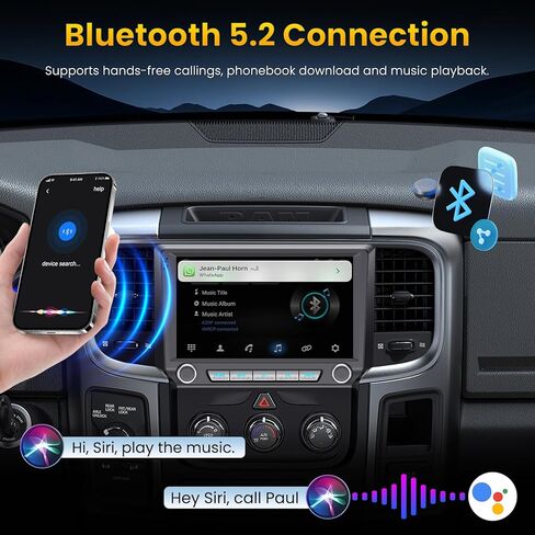 Android 15 Head Unit 8 core Car Stereo Radio for Dodge Ram Pickup 1500 2500 3500 2013 2014 2015 2016 2017 2018 with Wireless Carplay/Android auto/Touchscreen/GPS Navigation + License Camera in Saudi Arabia