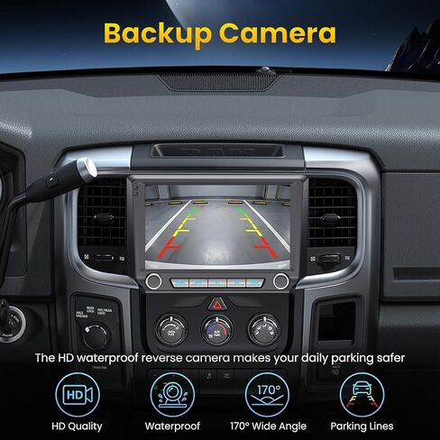 Android 15 Head Unit 8 core Car Stereo Radio for Dodge Ram Pickup 1500 2500 3500 2013 2014 2015 2016 2017 2018 with Wireless Carplay/Android auto/Touchscreen/GPS Navigation + License Camera in Saudi Arabia