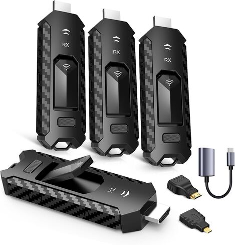 Wireless HDMI PRO- Transmitter and Three Receiver, Portable Multi-TVs Extender Kit, Plug and Play, Heat-Control, 5.8G/2.4G @60Hz 165FT/50M, Stream Video/PPT Wirelessly from Laptop to HDTVs/Monitors in Saudi Arabia