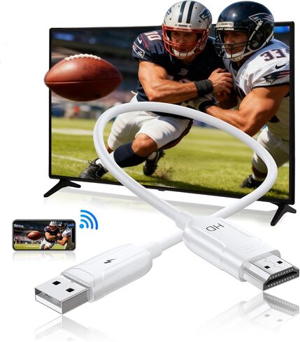 Wireless HDMI Display Adapter, Wireless HDMI Cable for AirPlay/Miracast to 1080P HDTV Big Screen Mirroring Dongle Adapter Receiver Only Design, for MacOS/iOS/Android/Windows, No App/Wi-Fi/Bluetooth in Saudi Arabia