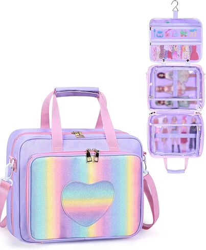 Carrying Case for LOL Surprise Dolls All, Pink Storage Organizer Bag Compatible with Barbie Dolls 12-inch, Portable with Handle & Shoulder Strap for Dolls and Clothes (Bag Only) in Saudi Arabia