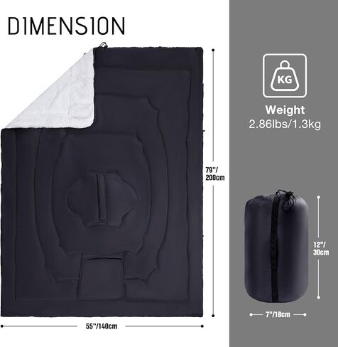 REDCAMP Wearable Camping Poncho Blanket, 4-in-1 Waterproof Windproof Thermal Blanket with Kangaroo Pocket & Carry Bag, Lightweight Portable Insulated Poncho for Outdoor Hiking Stadium,（Black） in Saudi Arabia
