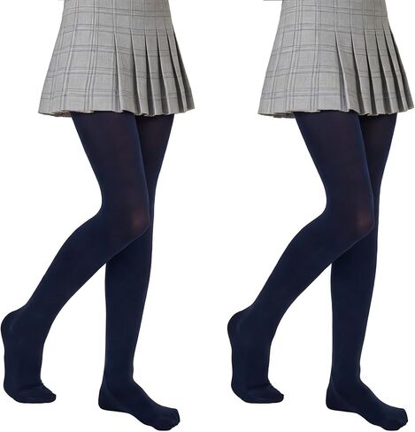 Girls Soft Semi-Opaque Tights 70D, 2 Pcs Children's Fall Stockings for Ages 4-10, Perfect for School Uniform Pair in Saudi Arabia