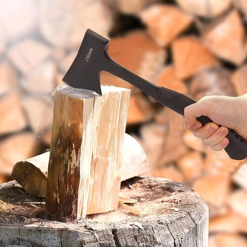 Camping Hatchet, Full Tang Camping Axe Splitting Axe for Wood Splitting and Kindling, Forged Carbon Steel Heat Treated Hand Maul Tool, Shock Reduction Handle with Anti-Slip Grip in Kuwait