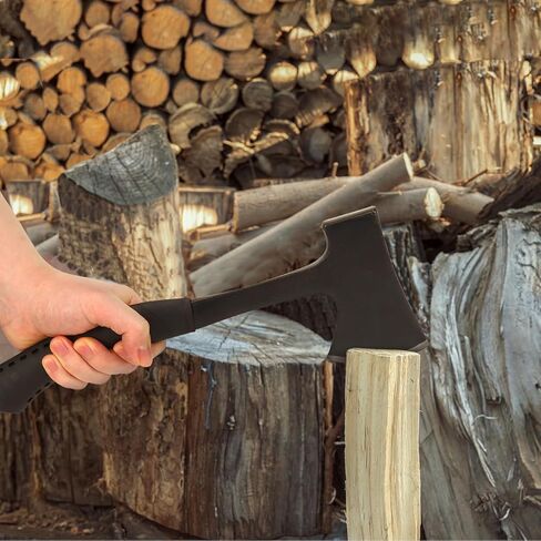 Camping Hatchet, Full Tang Camping Axe Splitting Axe for Wood Splitting and Kindling, Forged Carbon Steel Heat Treated Hand Maul Tool, Shock Reduction Handle with Anti-Slip Grip in Kuwait