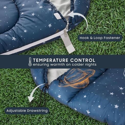 استيقظ في السحابة - حقيبة نوم للأطفال للأولاد الصغار، للتخييم في الطقس البارد الدافئ، حقيبة ظهر خفيفة الوزن وبطانة خارجية مدمجة لثلاثة مواسم الصيف والربيع والخريف، الفضاء المجرة البحرية in Saudi Arabia