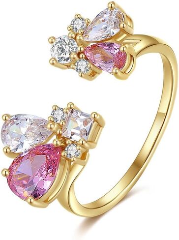 D Color VVS1 Clarity Moissanite Open Rings for Women in 14K Gold, Adjustable Statement Ring, Engagement or Wedding Gift for Her, Special for Celebrations in Saudi Arabia