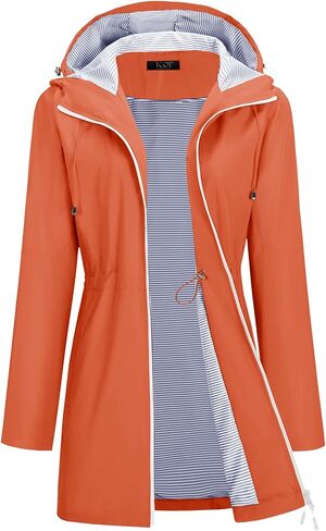 TCOT Rain Jacket Women Lined Raincoat Waterproof Windbreaker Jackets Hooded Raincoats Long Trench Coat in Saudi Arabia